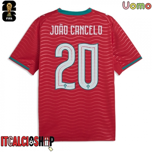 Portogallo Joao Cancelo #20 Prima Maglia Mondiali 2026 Manica Corta